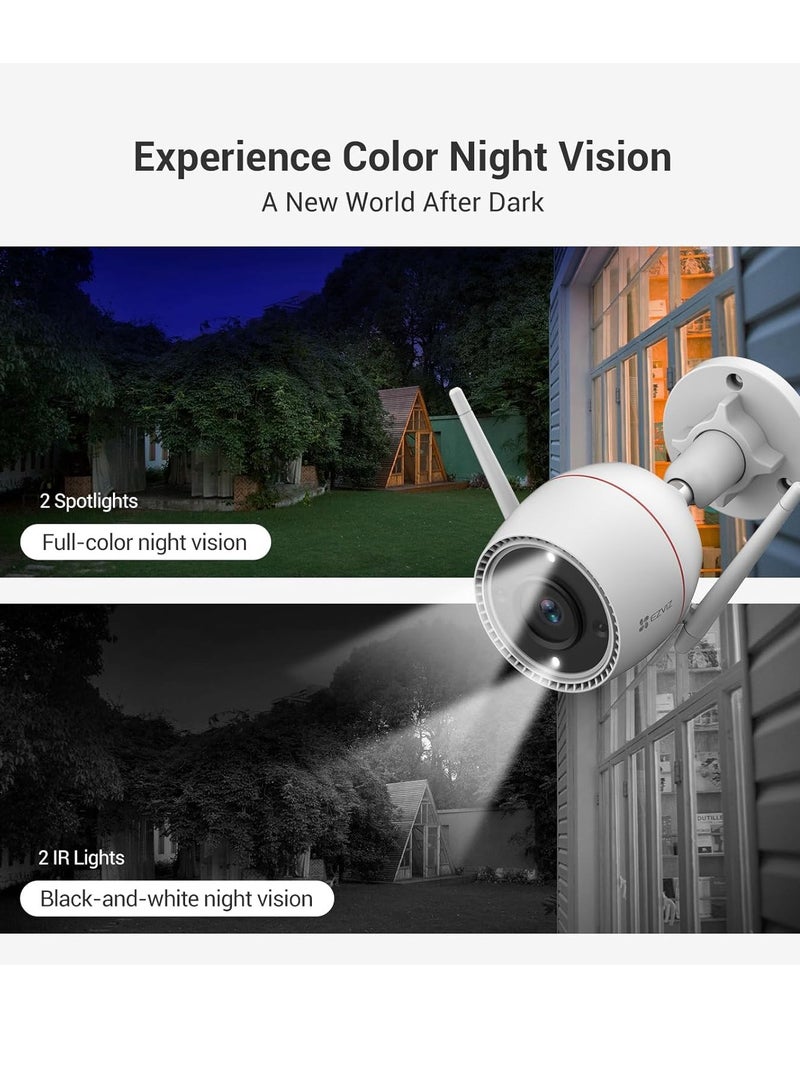 EZVIZ - H3C 2K+ 4mp Outdoor Security Camera Color Night Vision AI Detection Waving Hand Recognition Active Light And Siren Alarm IP67 Weatherproof Two Way Talk Ideal For Home Security - Image 1