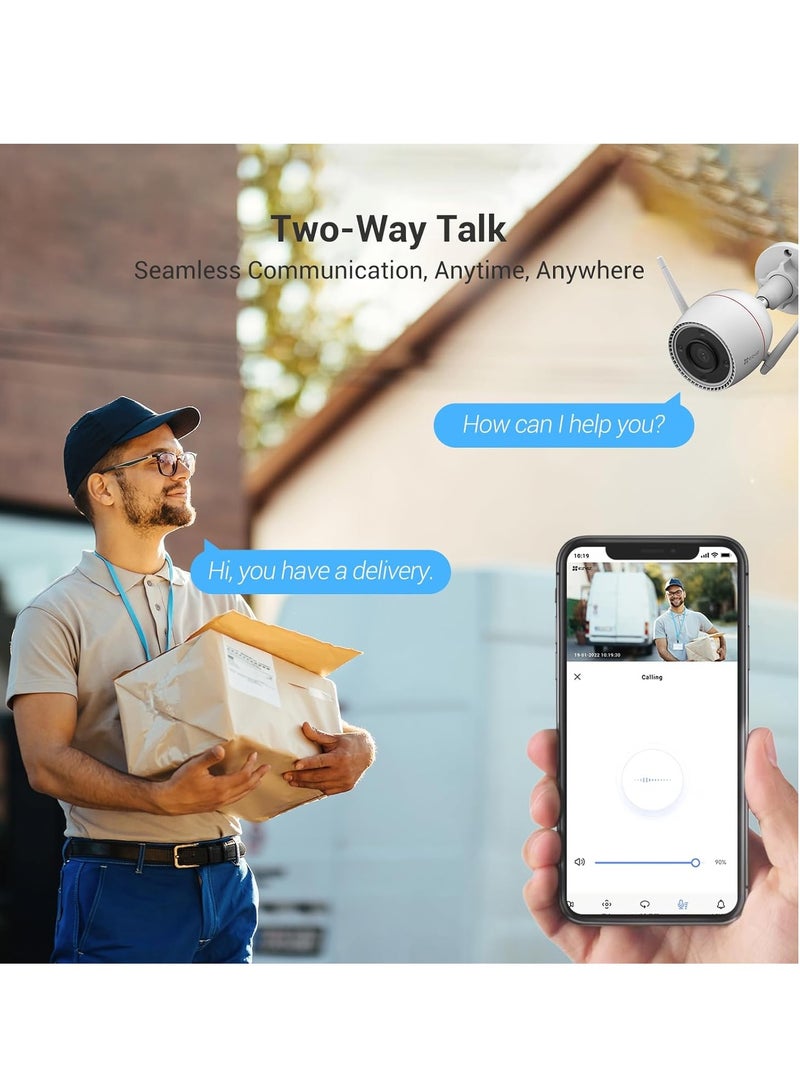 EZVIZ - H3C 2K+ 4mp Outdoor Security Camera Color Night Vision AI Detection Waving Hand Recognition Active Light And Siren Alarm IP67 Weatherproof Two Way Talk Ideal For Home Security - Image 1