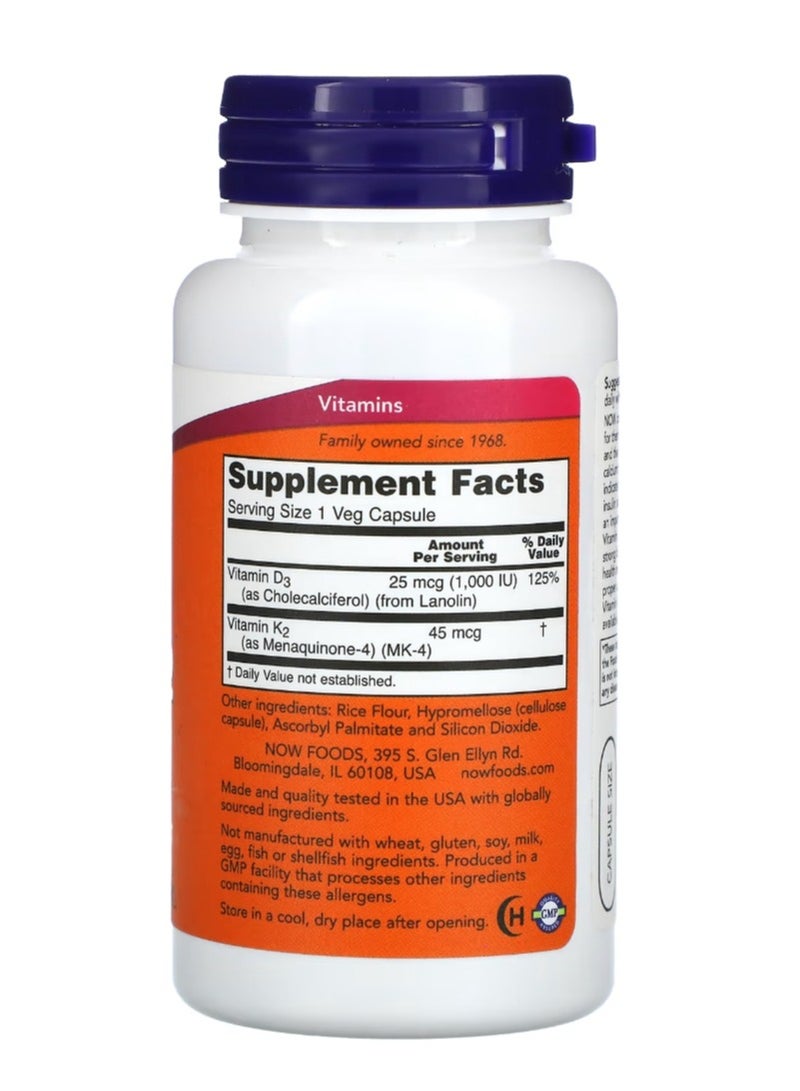 ناو فودز فيتامين د-3 وك-2 نباتي - 120 كبسولة - Image 2