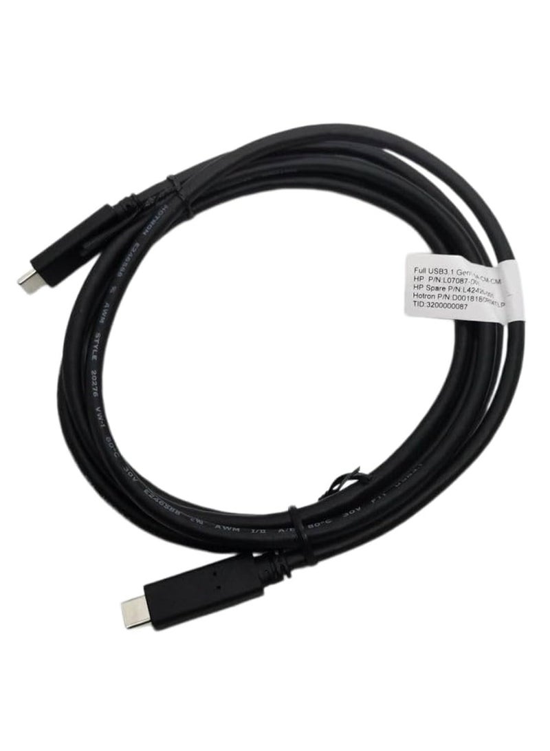 HP USB 3.1 Type-C Male to Male Gen1 5A CM-CM  Cable for HP P/N L07087-001 6Ft 1.8m 20V/5A BLACK - Image 2