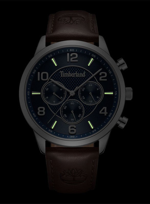 تمبرلاند ساعة تيمبرلاند ماناجيت متعددة الوظائف - ساعة رجالية - قرص أزرق، حزام جلد بني فاتح - Image 5