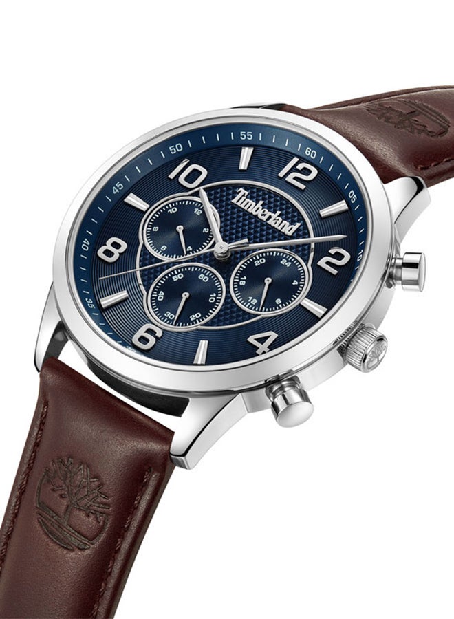 تمبرلاند ساعة تيمبرلاند ماناجيت متعددة الوظائف - ساعة رجالية - قرص أزرق، حزام جلد بني فاتح - Image 1