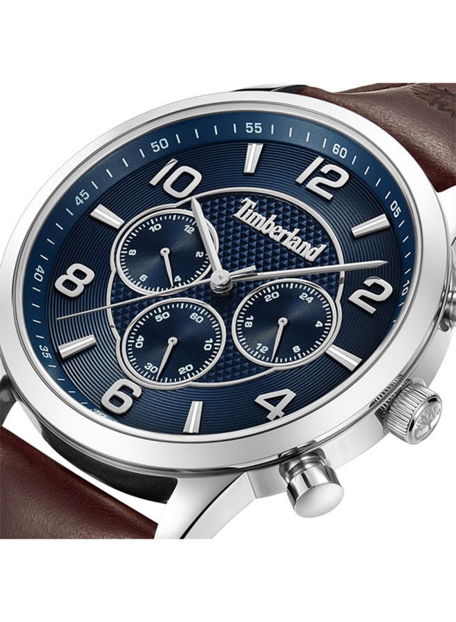 تمبرلاند ساعة تيمبرلاند ماناجيت متعددة الوظائف - ساعة رجالية - قرص أزرق، حزام جلد بني فاتح - Image 3