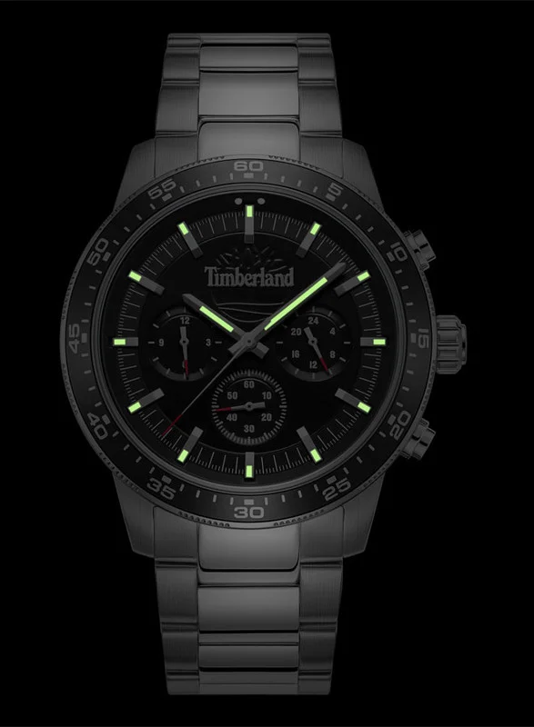 تمبرلاند Men's Parkman Men's Watch 44mm Analog Black Dial Silver Stainless Steel Strap