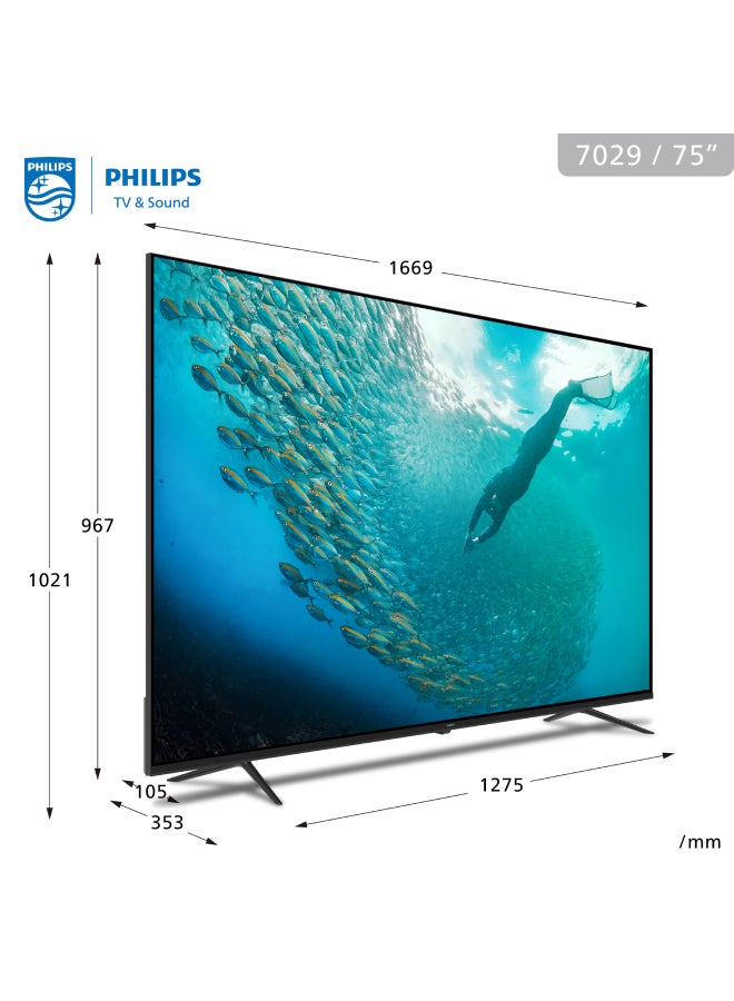 Philips - 75 inch 4K Google Smart TV 75PUT7029 Black 75PUT7029 Black - Image 1
