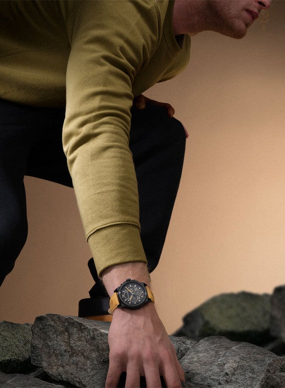 Timberland Men's Timberland Fast Strike Multifunction - Mens Watch - Black Case, Black Dial, Tan Leather Strap - Image 5