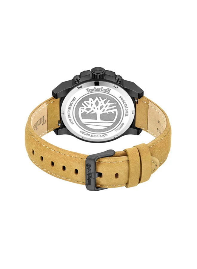 Timberland Men's Fast Strike Men's Watch 46mm Analog Black Dial Tan Leather Strap