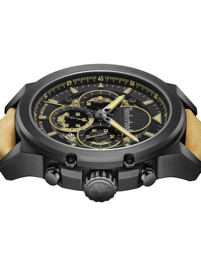 Timberland Men's Fast Strike Men's Watch 46mm Analog Black Dial Tan Leather Strap