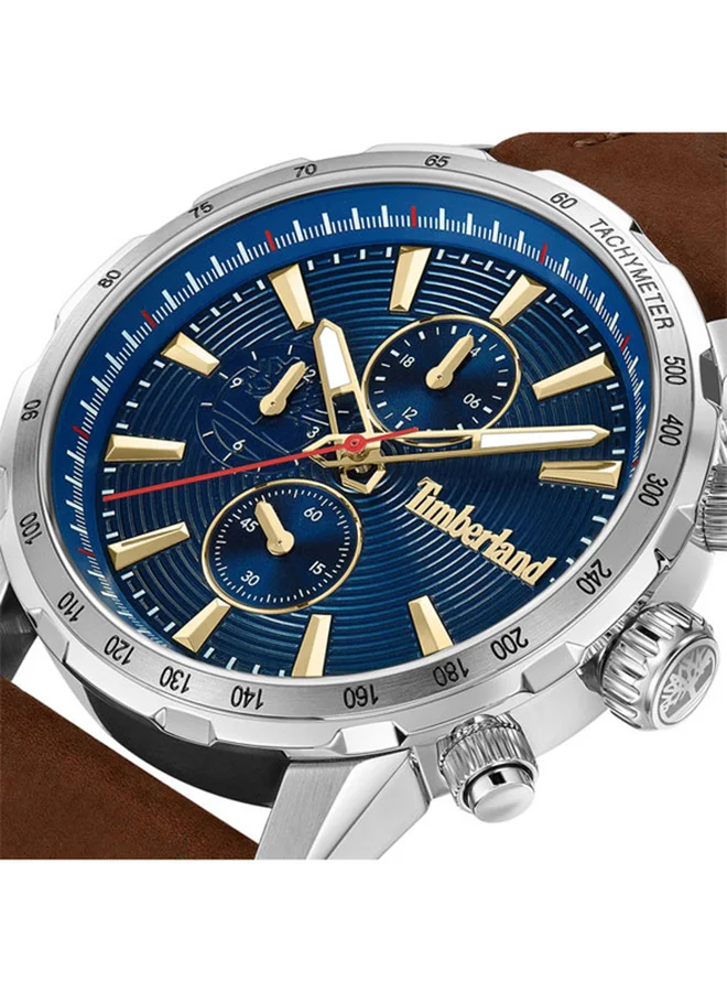 Timberland Men's Kennebunk Men's Watch 46mm Analog Blue Dial Brown Leather Strap