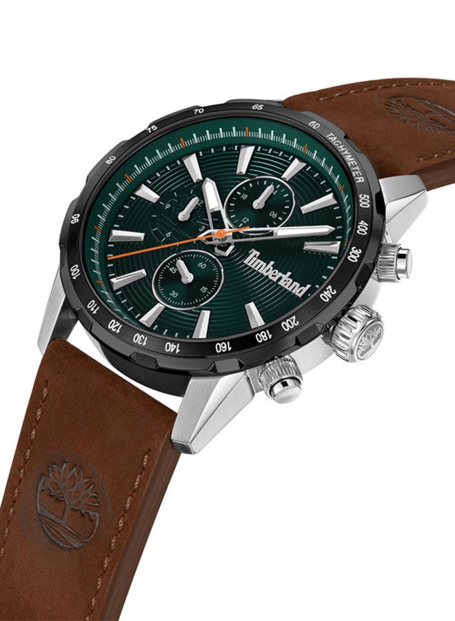 Timberland Men's Timberland Kennebunk Multifunction - Mens Watch - Steel Case, Green Dial, Brown Leather Strap  - Image 1