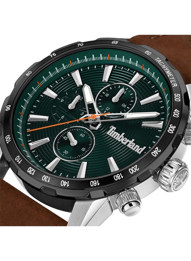 Timberland Men's Timberland Kennebunk Multifunction - Mens Watch - Steel Case, Green Dial, Brown Leather Strap  - Image 3