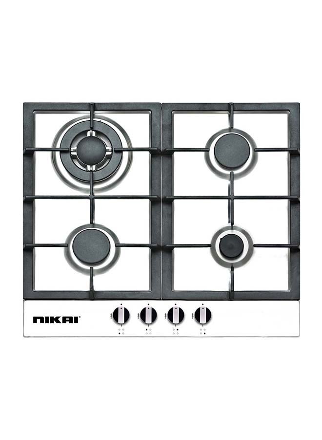 NIKAI - Nikai 4 Burner 60CM Built-in Gas Hob, with 1 Triple Ring Burner, Metal Knob, Stainless Steel Surface, NGH303SS Silver - Image 1