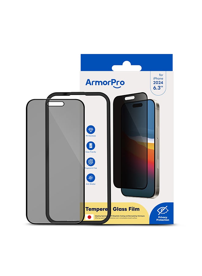 ArmorPro Screen Protector Privacy For iPhone 16 Pro (iPhone 2024 6.3'') Black - Image 5