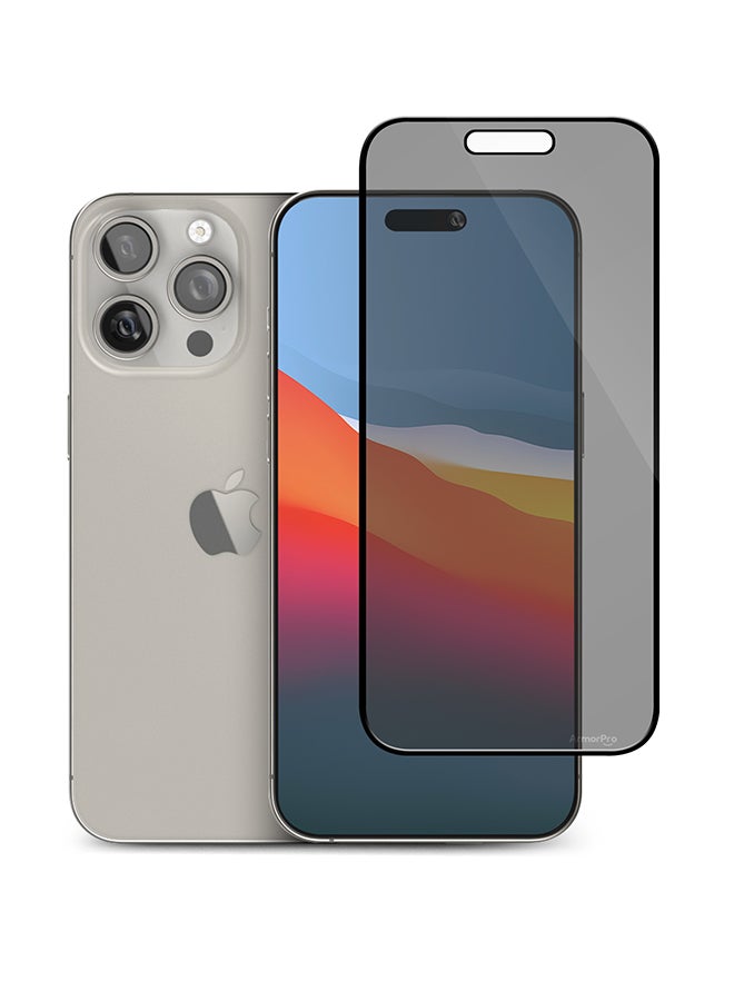 ArmorPro Screen Protector Privacy For iPhone 16 Pro (iPhone 2024 6.3'') Black - Image 2
