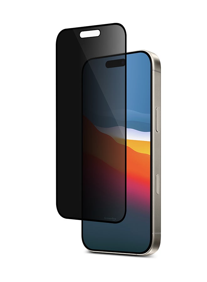 ArmorPro Screen Protector Privacy For iPhone 16 Pro (iPhone 2024 6.3'') Black - Image 4