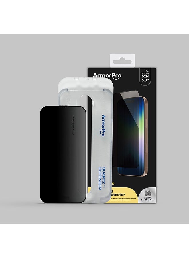 ArmorPro UltraHard Screen Protector Privacy For iPhone 16 Pro (iPhone 2024 6.3") Clear - Image 5