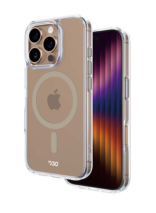 ArmorPro D3O Protected TPU PC Gold MagSafe Case for iPhone 16 Pro Max (6.9" 2024) Clear gold accent case with TPU PC hybrid construction MagSafe compatibility and advanced shock absorption Clear/Gold - Image 1