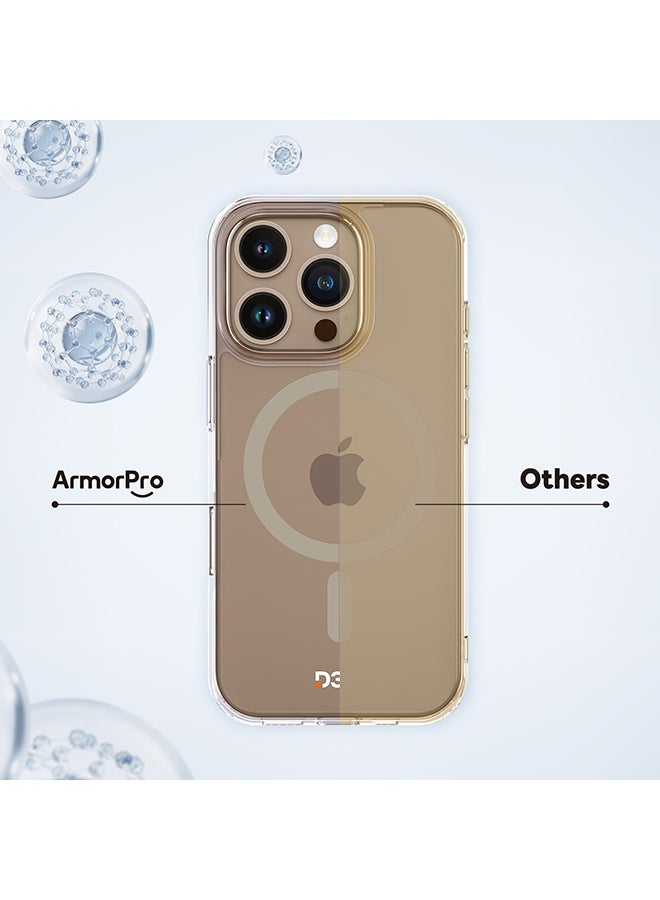 ArmorPro D3O Protected TPU PC Gold MagSafe Case for iPhone 16 Pro Max (6.9" 2024) Clear gold accent case with TPU PC hybrid construction MagSafe compatibility and advanced shock absorption Clear/Gold - Image 3