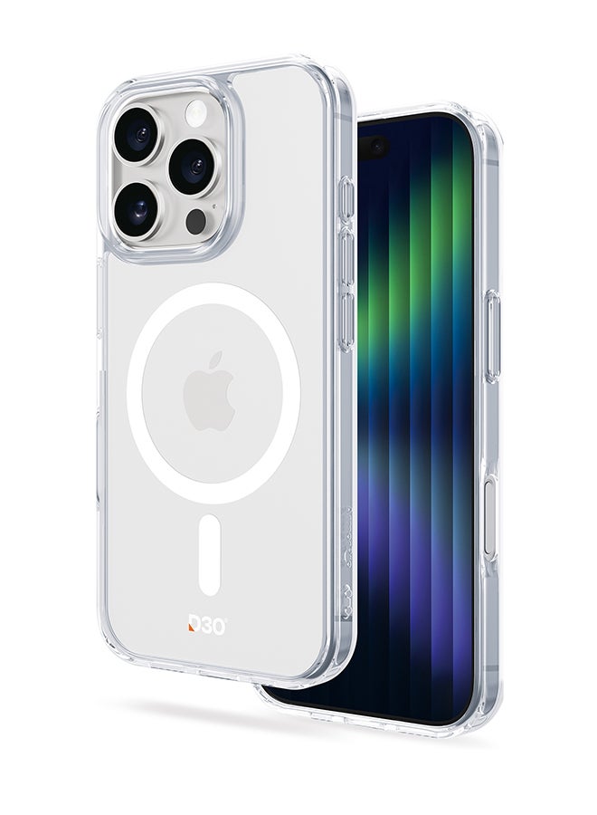 ArmorPro D3O Protected TPU PC White MagSafe Case for iPhone 16 Pro Max (6.9" 2024) Clear white hybrid case with D3O impact cushioning MagSafe magnetic fit and reinforced corner protection Clear/White - Image 1