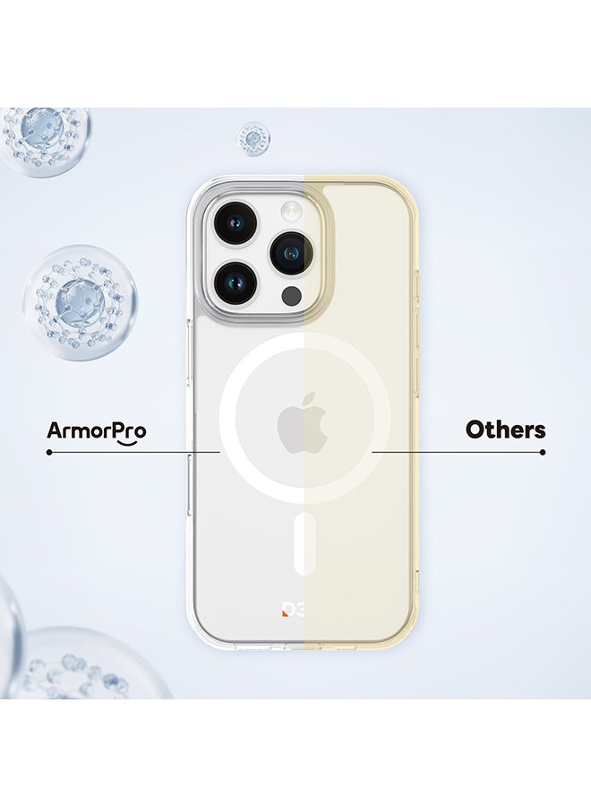 ArmorPro D3O Protected TPU PC White MagSafe Case for iPhone 16 Pro Max (6.9" 2024) Clear white hybrid case with D3O impact cushioning MagSafe magnetic fit and reinforced corner protection Clear/White - Image 3