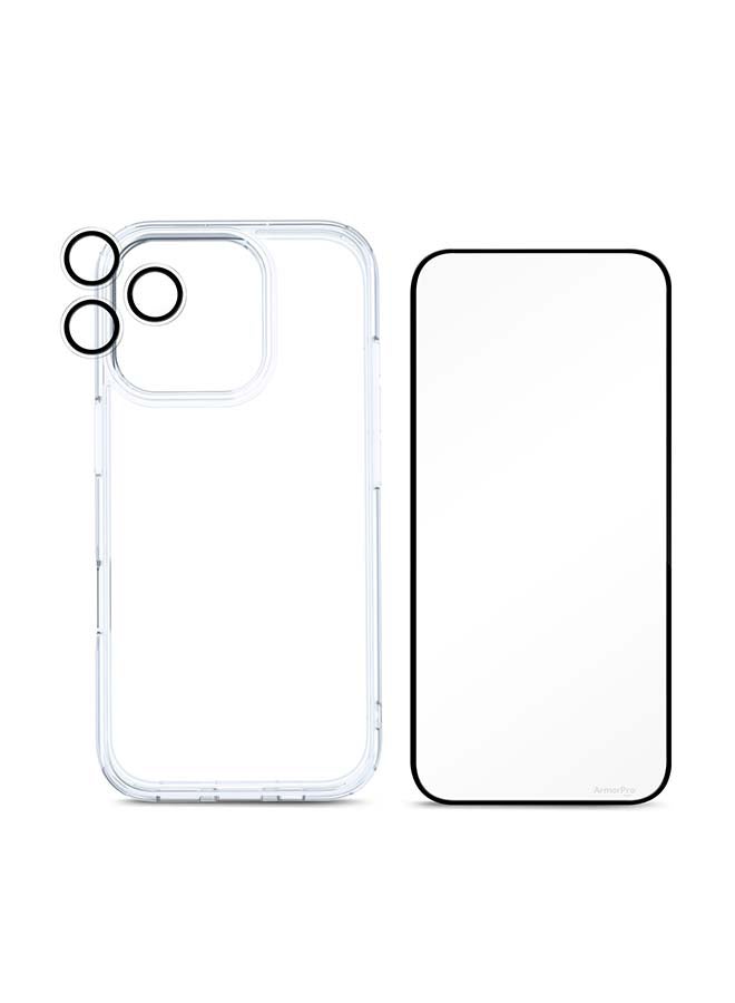 ArmorPro 3-in-1 Combo (HD Screen Protector & Camera Lens & Clear Case) HD For iPhone 16 Pro (iPhone 2024 6.3") Clear - Image 1