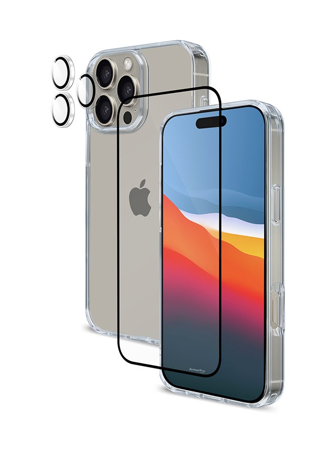ArmorPro 3-in-1 Combo (HD Screen Protector & Camera Lens & Clear Case) HD For iPhone 16 Pro (iPhone 2024 6.3") Clear - Image 4