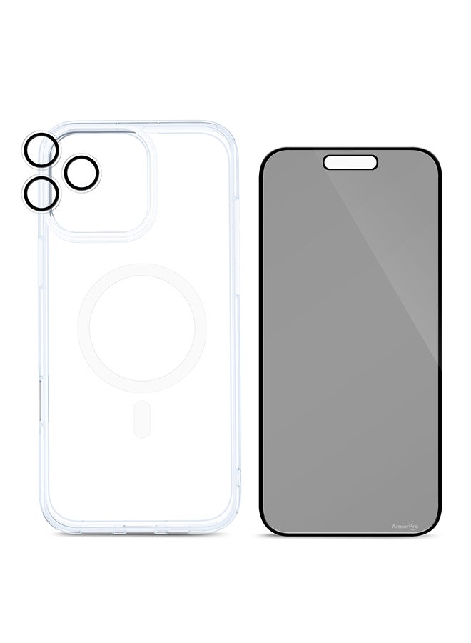 ArmorPro 3-in-1 Combo (HD Screen Protector & Camera Lens & Clear Case with Magsafe) HD For iPhone 16 Pro Max (iPhone 2024 6.9") Clear - Image 1