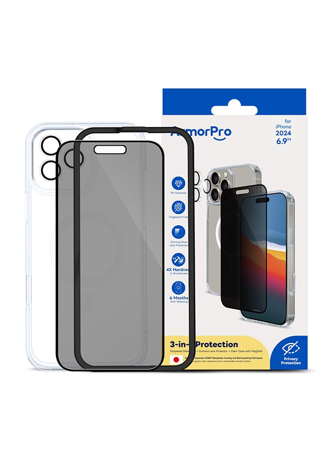 ArmorPro 3-in-1 Combo (HD Screen Protector & Camera Lens & Clear Case with Magsafe) HD For iPhone 16 Pro Max (iPhone 2024 6.9") Clear - Image 5