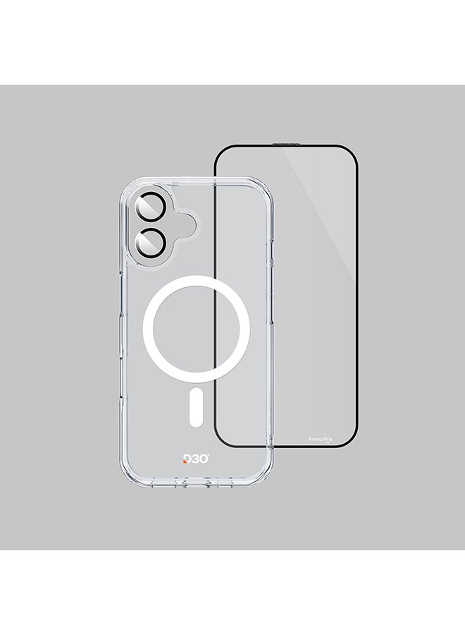 ArmorPro D3O 3-in-1 Combo for iPhone 16 (6.1" 2024) HD tempered glass screen protector camera lens protector and D3O shock absorbing clear MagSafe case for enhanced drop protection Clear - Image 5