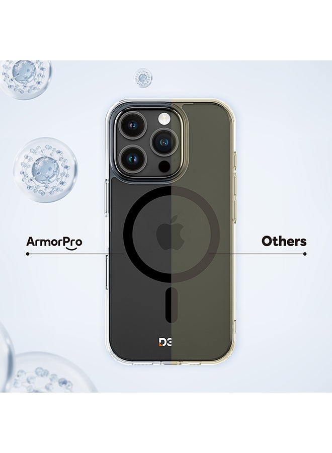 ArmorPro D3O Protected TPU+PC Black MagSafe Case For iPhone 16 Pro (iPhone 6.3 2024) Clear/Black - Image 3