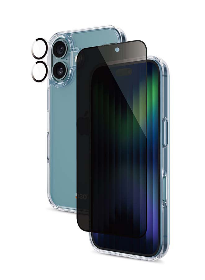 ArmorPro D3O 3-in-1 Combo (Privacy Screen Protector & Camera Lens & Clear Case) For iPhone 16 (iPhone 2024 6.1") Multicolor - Image 1