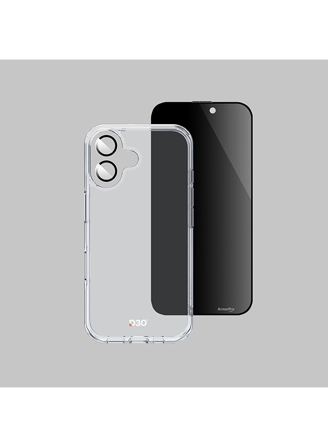 ArmorPro D3O 3-in-1 Combo (Privacy Screen Protector & Camera Lens & Clear Case) For iPhone 16 (iPhone 2024 6.1") Multicolor - Image 5