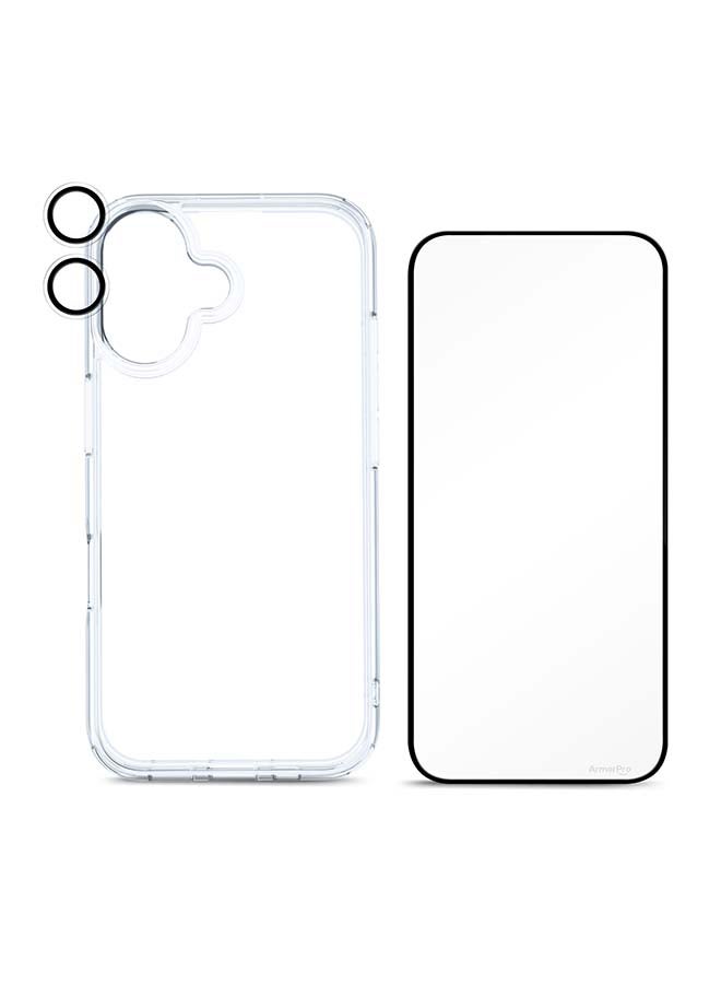 ارمور برو مجموعة 3 في 1 (واقي شاشة عالي الدقة وعدسة كاميرا وحافظة شفافة) عالية الدقة لهاتف iPhone 16 (iPhone 2024 6.1 بوصة) - Image 1