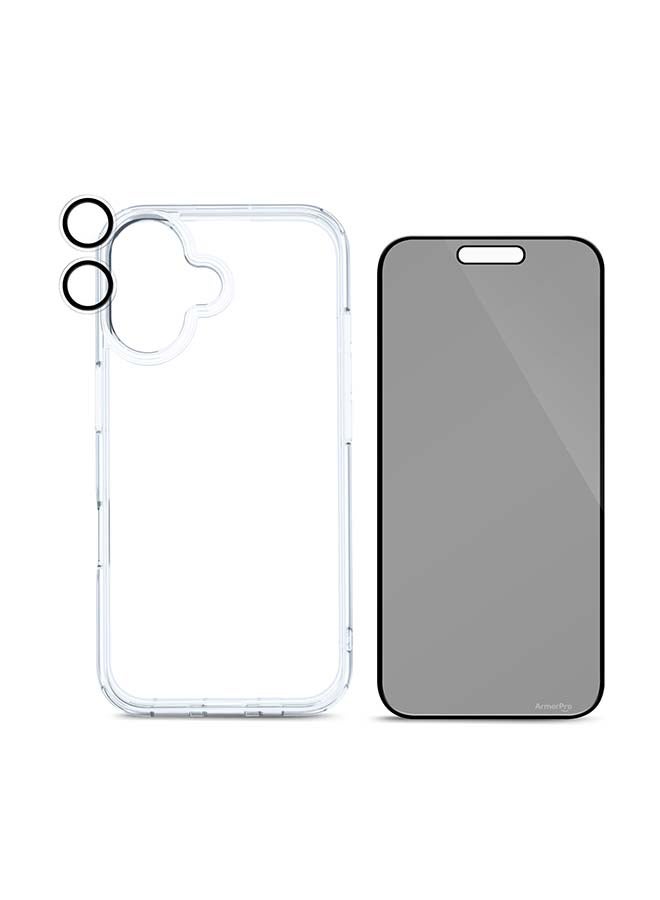 ارمور برو 3-in-1 Combo (Privacy Screen Protector & Camera Lens & Clear Case) For iPhone 16 (iPhone 2024 6.1") Multicolor - Image 1