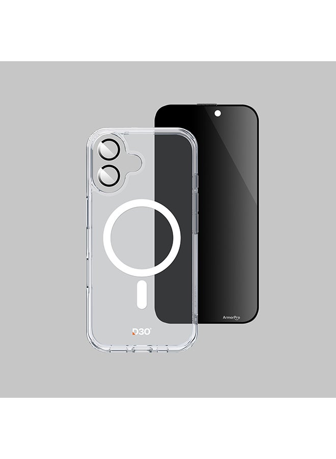ارمور برو مجموعة الخصوصية 3 في 1 من D3O لهاتف آيفون 16 (6.1" 2024) واقي عدسة الكاميرا من الزجاج المقسى للخصوصية وحافظة D3O الشفافة مع فلتر مضاد للتجسس ومقاومة للصدمات - Image 5