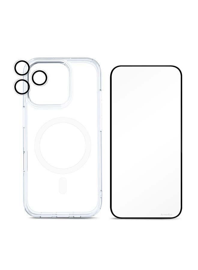 ArmorPro 3-in-1 Combo (HD Screen Protector & Camera Lens & Clear Case with Magsafe) HD For iPhone 16 Pro (iPhone 2024 6.3") Clear - Image 1