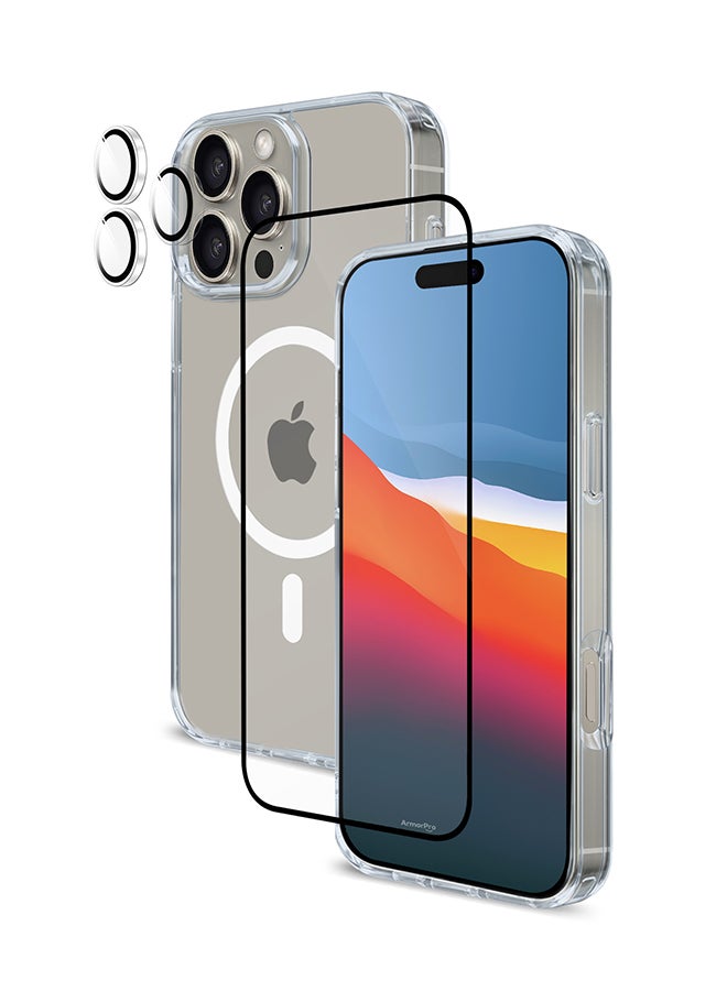 ArmorPro 3-in-1 Combo (HD Screen Protector & Camera Lens & Clear Case with Magsafe) HD For iPhone 16 Pro (iPhone 2024 6.3") Clear - Image 4