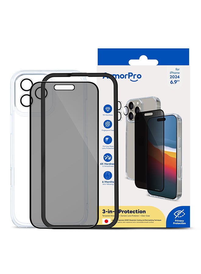 ArmorPro 3-in-1 Combo (Privacy Screen Protector & Camera Lens & Clear Case) For iPhone 16 Pro Max (iPhone 2024 6.9") Multicolor - Image 5