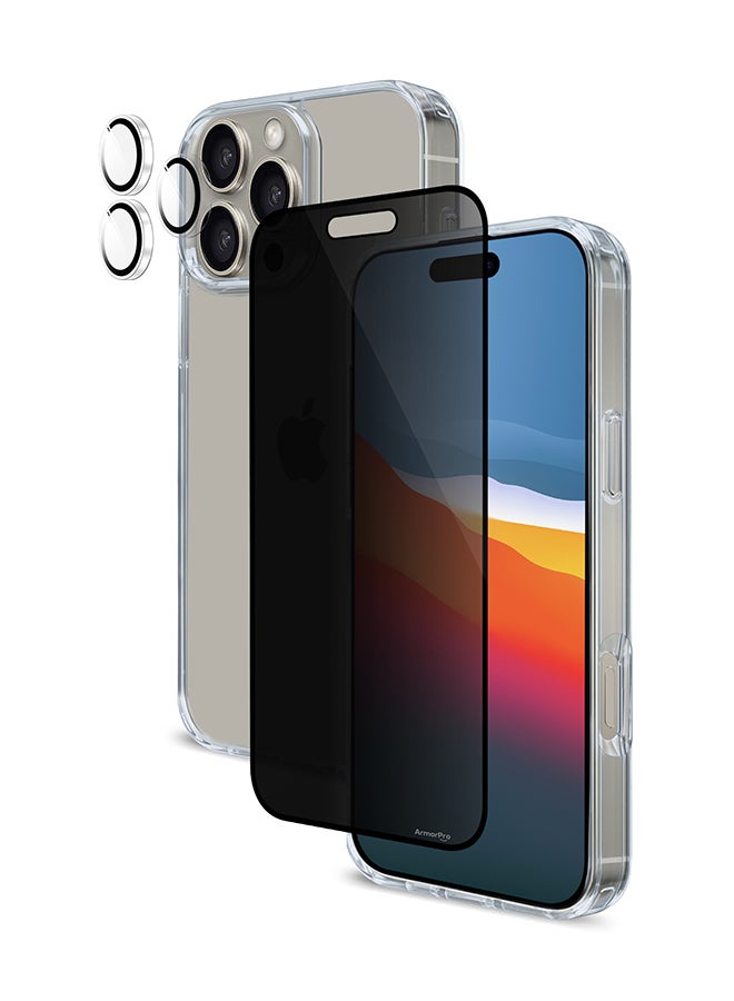 ArmorPro 3-in-1 Combo (Privacy Screen Protector & Camera Lens & Clear Case) For iPhone 16 Pro Max (iPhone 2024 6.9") Multicolor - Image 4