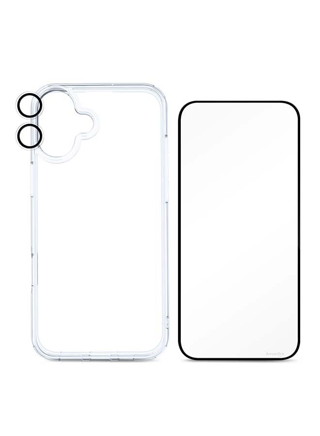 ArmorPro 3-in-1 Combo (HD Screen Protector & Camera Lens & Clear Case) HD For iPhone 16 Plus (iPhone 2024  6.7") Clear - Image 1