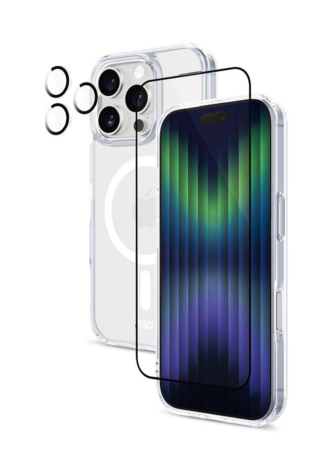 ArmorPro D3O 3-in-1 Combo (HD Screen Protector & Camera Lens & Clear Case with MagSafe) For iPhone 16 Pro (iPhone 2024 6.3") Clear - Image 1