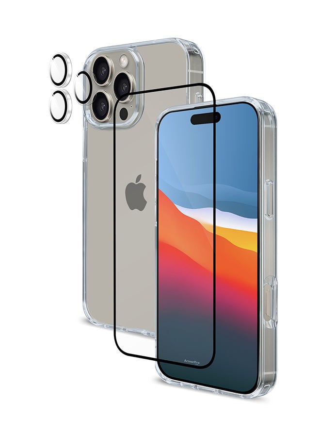 ArmorPro 3-in-1 Combo (HD Screen Protector & Camera Lens & Clear Case) HD For iPhone 16 Pro Max (iPhone 2024 6.9") Clear - Image 4
