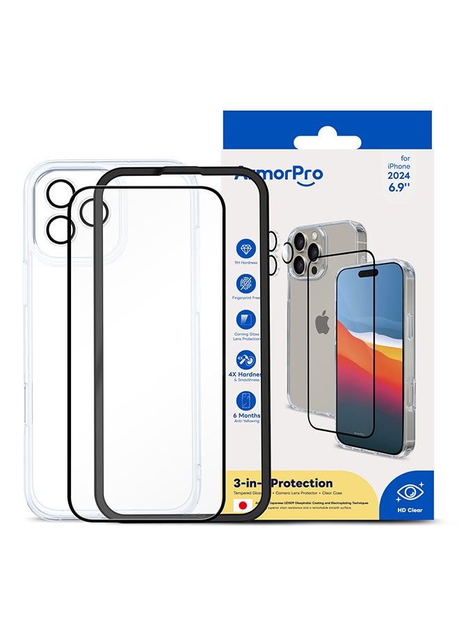 ArmorPro 3-in-1 Combo (HD Screen Protector & Camera Lens & Clear Case) HD For iPhone 16 Pro Max (iPhone 2024 6.9") Clear - Image 5