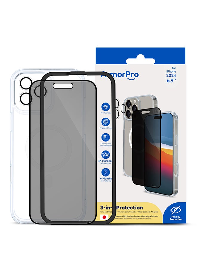 ArmorPro 3-in-1 Combo (Privacy Screen Protector & Camera Lens & Clear Case with Magsafe) For iPhone 16 Pro Max (iPhone 2024 6.9") Clear - Image 5