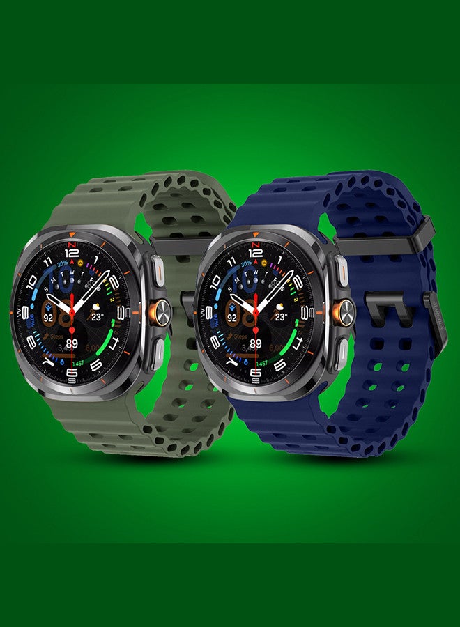 MARGOUN - (for Samsung Galaxy Watch 7 Ultra) 2 Pack Silicone Band Soft Ocean Silicone Sport Strap Replacement Accessory Dark Green/Dark Blue - Image 1