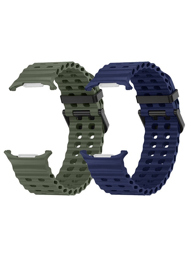 MARGOUN - (for Samsung Galaxy Watch 7 Ultra) 2 Pack Silicone Band Soft Ocean Silicone Sport Strap Replacement Accessory Dark Green/Dark Blue - Image 1