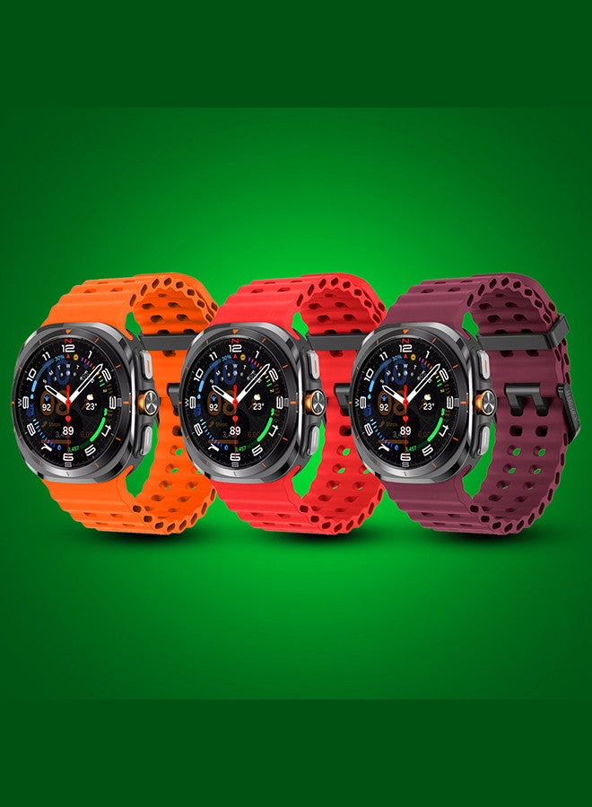 MARGOUN - (for Samsung Galaxy Watch 7 Ultra) 3 Pack Silicone Band Soft Ocean Silicone Sport Strap Replacement Accessory Orange/Red/Maroon - Image 1