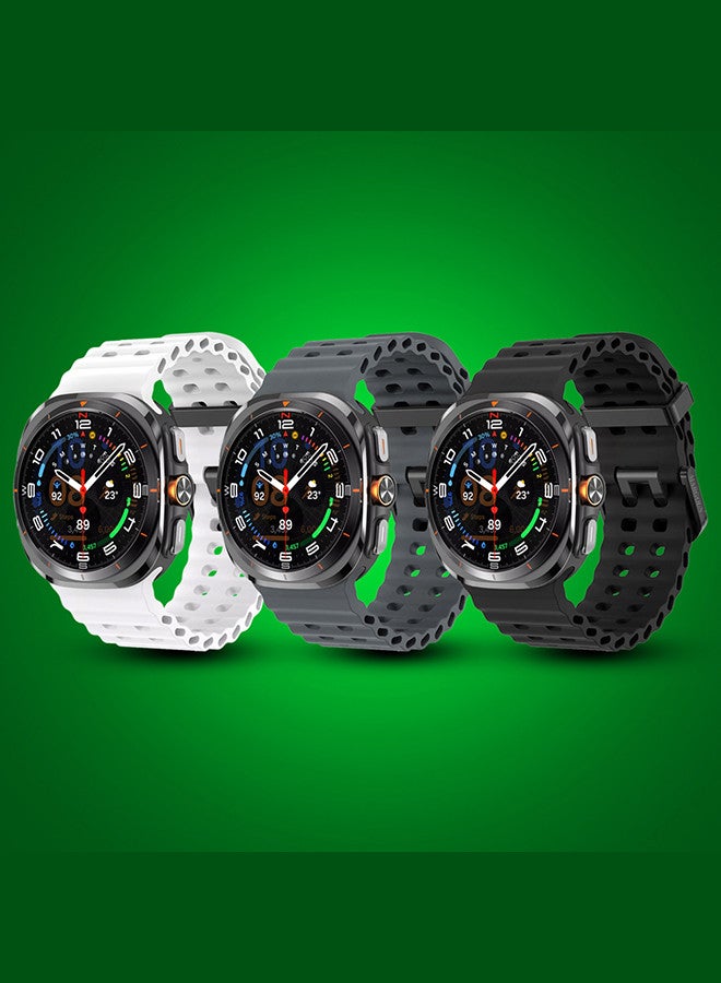 MARGOUN (for Samsung Galaxy Watch 7 Ultra) 3 Pack Silicone Band Soft Ocean Silicone Sport Strap Replacement Accessory Black/Dark Grey/White - Image 2