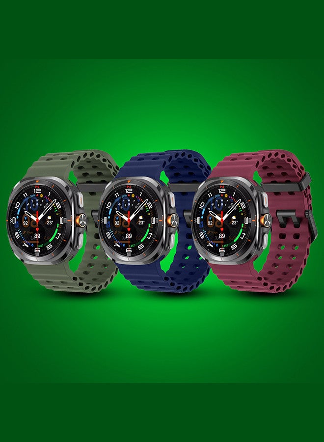 MARGOUN (for Samsung Galaxy Watch 7 Ultra) 3 Pack Silicone Band Soft Ocean Silicone Sport Strap Replacement Accessory Maroon/Dark Blue/Dark Green - Image 2