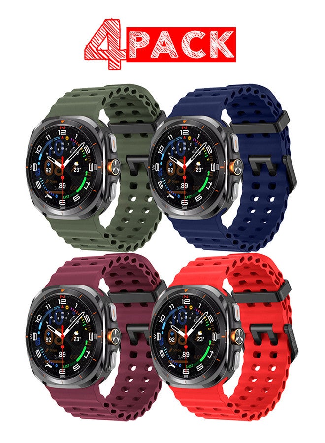 MARGOUN - (for Samsung Galaxy Watch 7 Ultra) 4 Pack Silicone Band Soft Ocean Silicone Sport Strap Replacement Accessory Multicolour B - Image 1